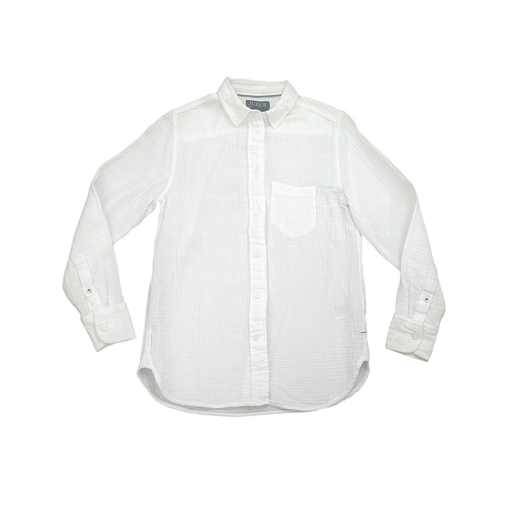 J.Crew Garcon Double Gauze Button Down Shirt XS Classic Long Sleeve Pocket White